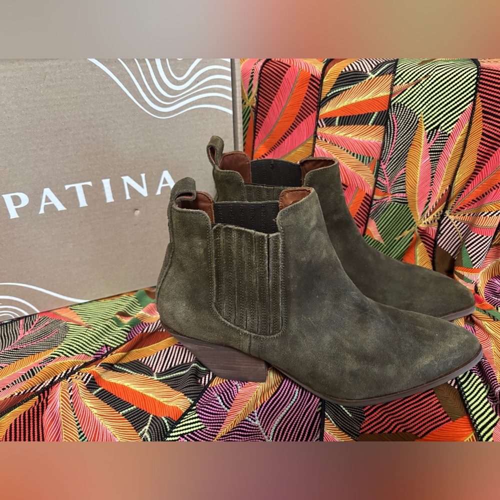 Patina suede boots
